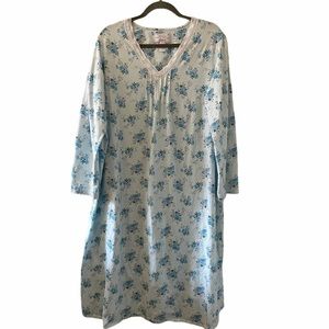 Carole Hochman Blue Floral Cotton Nightgown 1X